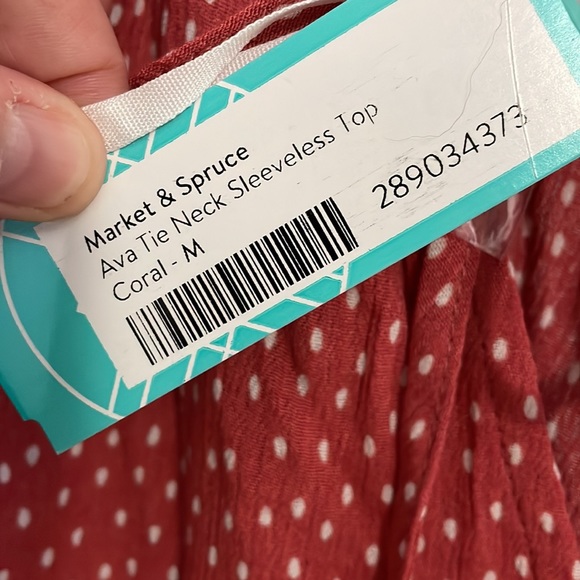 Coral polka dots with tie neck - Picture 4 of 4